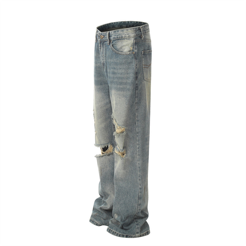 Fashion Personality Water Washed Hole Jeans For Men Fashion Personality Water Washed Hole Jeans For Men