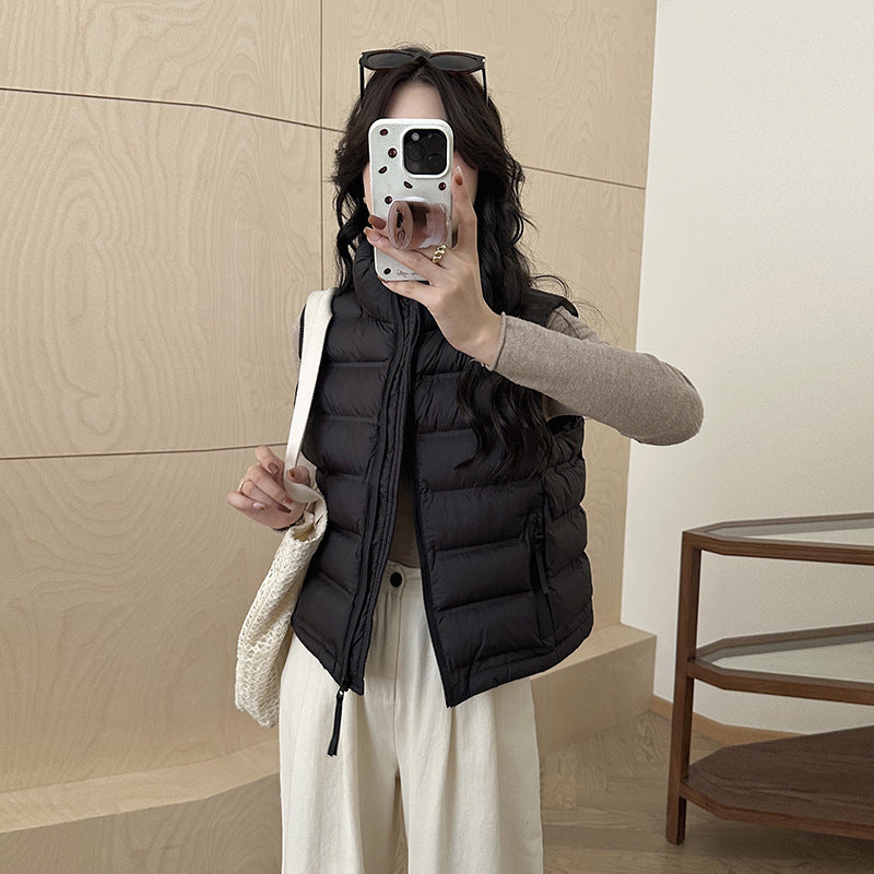 Autumn And Winter New Korean Style Stand Collar Short Cotton Waistcoat Autumn And Winter New Korean Style Stand Collar Short Cotton Waistcoat