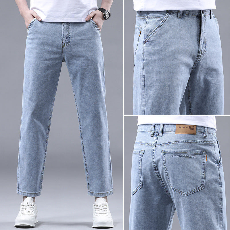 Men's Slim Fit Cropped Casual Light-colored Jeans Men's Slim Fit Cropped Casual Light-colored Jeans