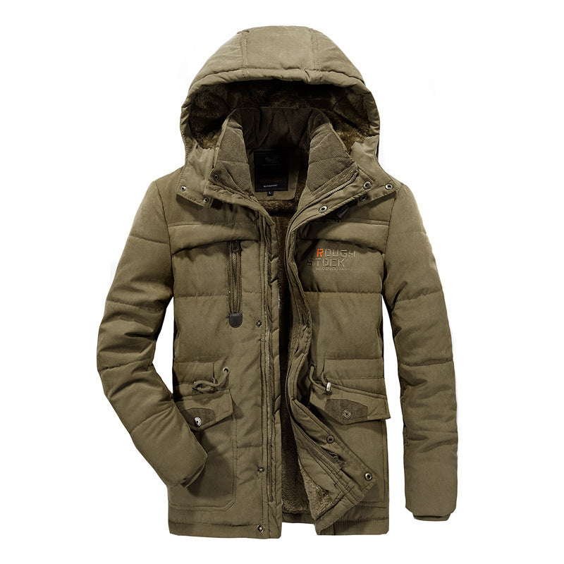 Dad loaded men's jacket cotton coat long XL jacket winter plus velvet thickened middle-aged cotton clothes Dad loaded men's jacket cotton coat long XL jacket winter plus velvet thickened middle-aged cotton clothes