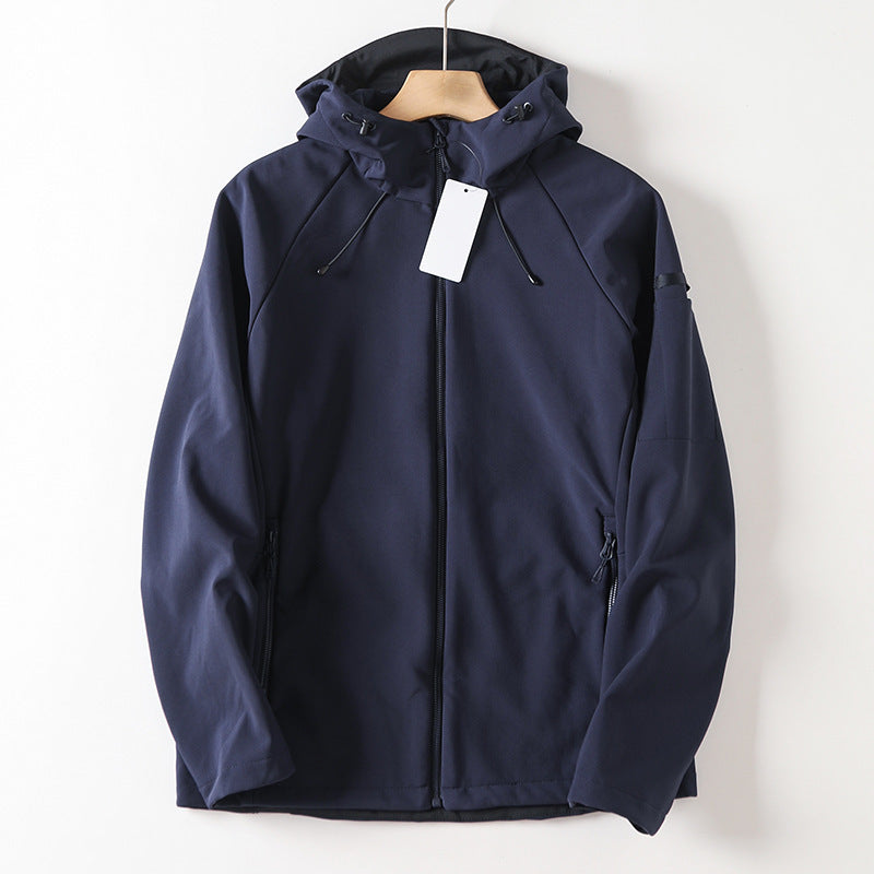 Windproof Men's Fleece-lined Soft Case Hooded Jacket Windproof Men's Fleece-lined Soft Case Hooded Jacket