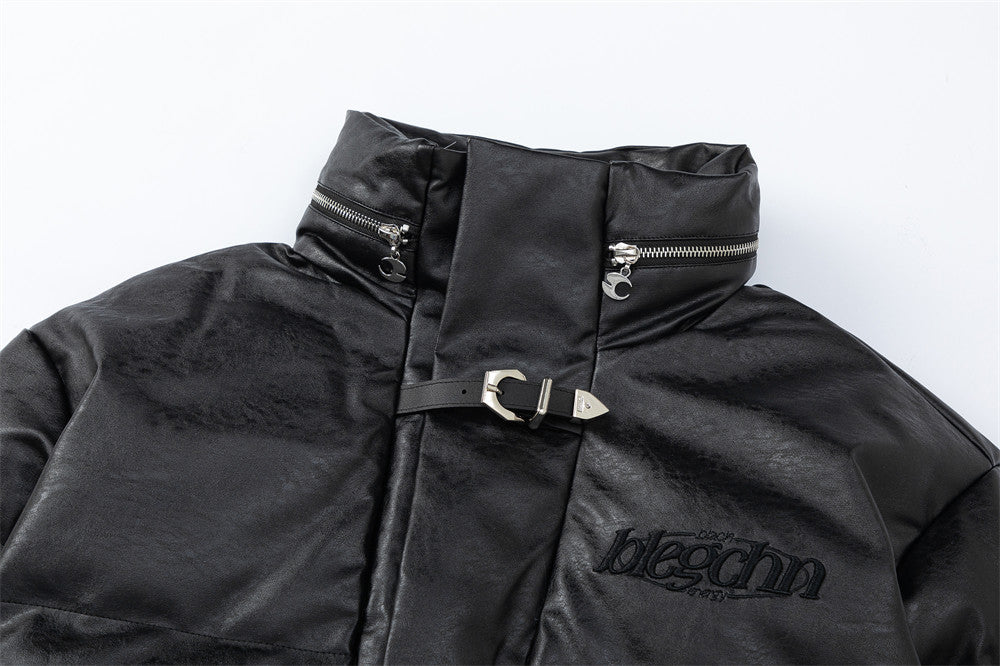 Winter Thickening Stand Collar PU Leather Coat Winter Thickening Stand Collar PU Leather Coat