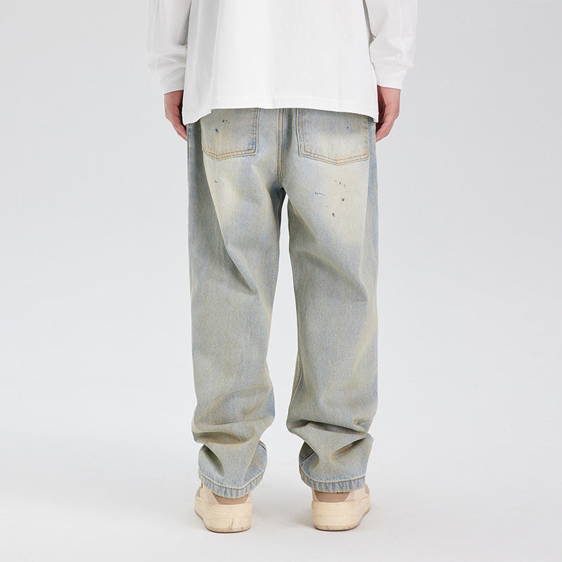 Paint Point Washed Light Blue Jeans For Men Paint Point Washed Light Blue Jeans For Men