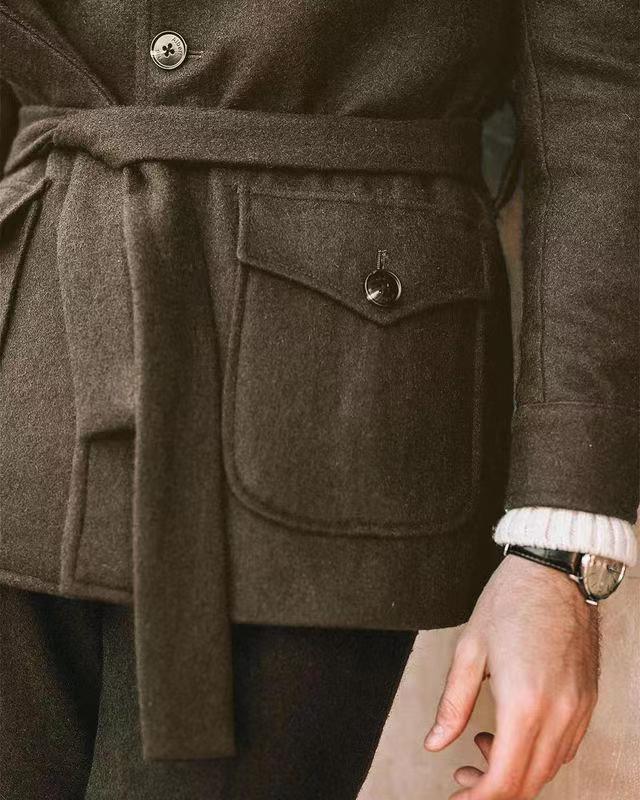 Fashion Solid Color Slim-fit Woolen Coat Men Fashion Solid Color Slim-fit Woolen Coat Men