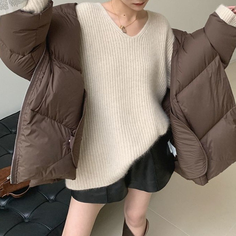 Women's Brown Lapel Winter Coat Women's Brown Lapel Winter Coat