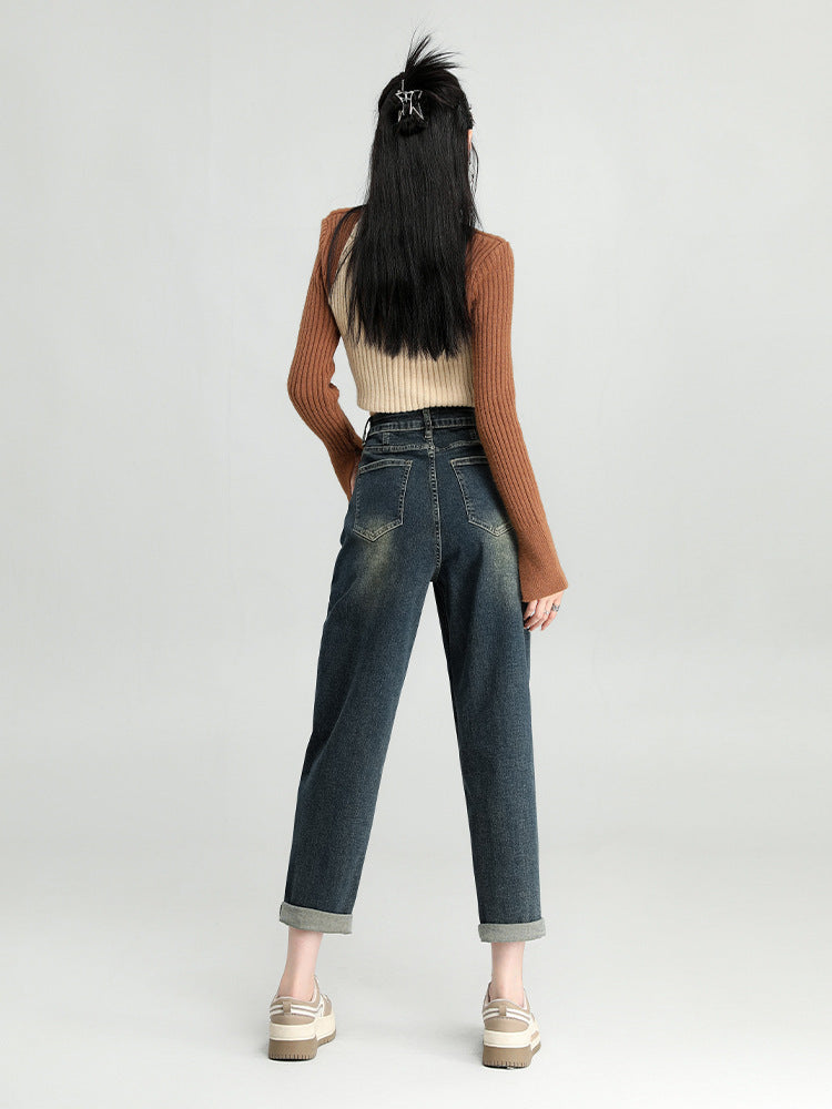 Water Washed Hole Harem Jeans Women Water Washed Hole Harem Jeans Women