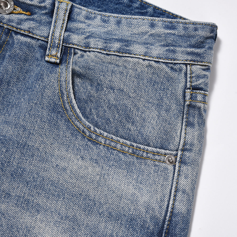 Washing Water Raw Hem Jeans Men Washing Water Raw Hem Jeans Men