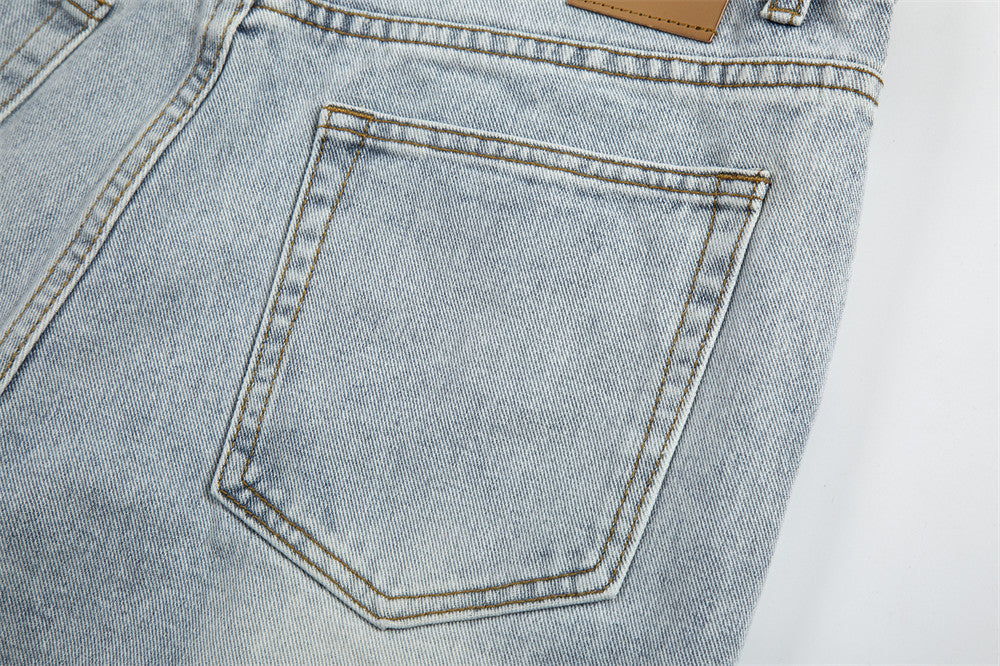 Punk Hole & Patch Jeans Men's Loose Retro Punk Hole & Patch Jeans Men's Loose Retro