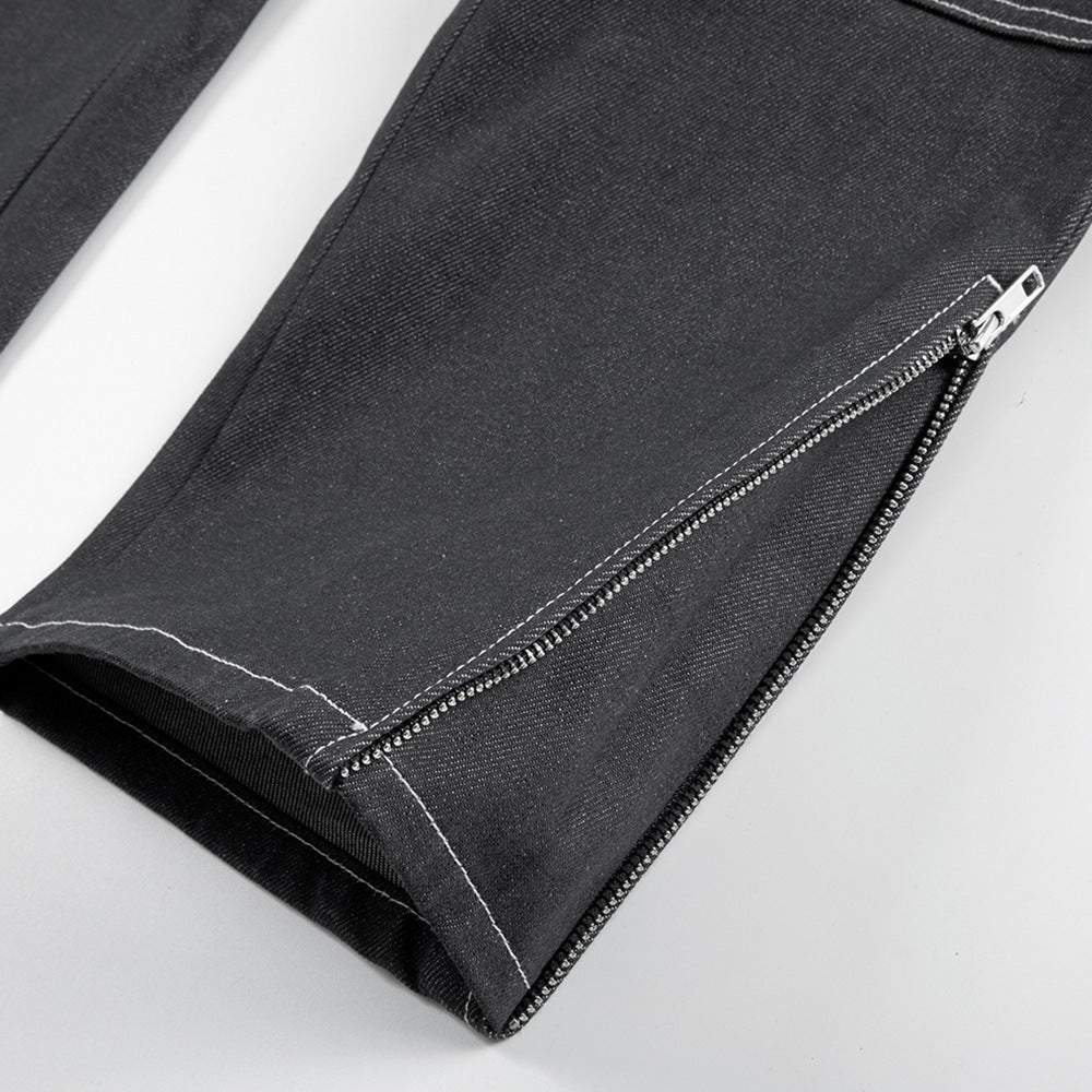 Pressure Line Denim Straight-leg Pants Men's Slim Fit Feet Pressure Line Denim Straight-leg Pants Men's Slim Fit Feet