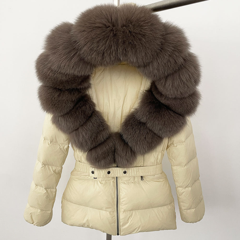 Short Women's Thickened Slim Fit Waist-tight Fur Down Jacket Short Women's Thickened Slim Fit Waist-tight Fur Down Jacket