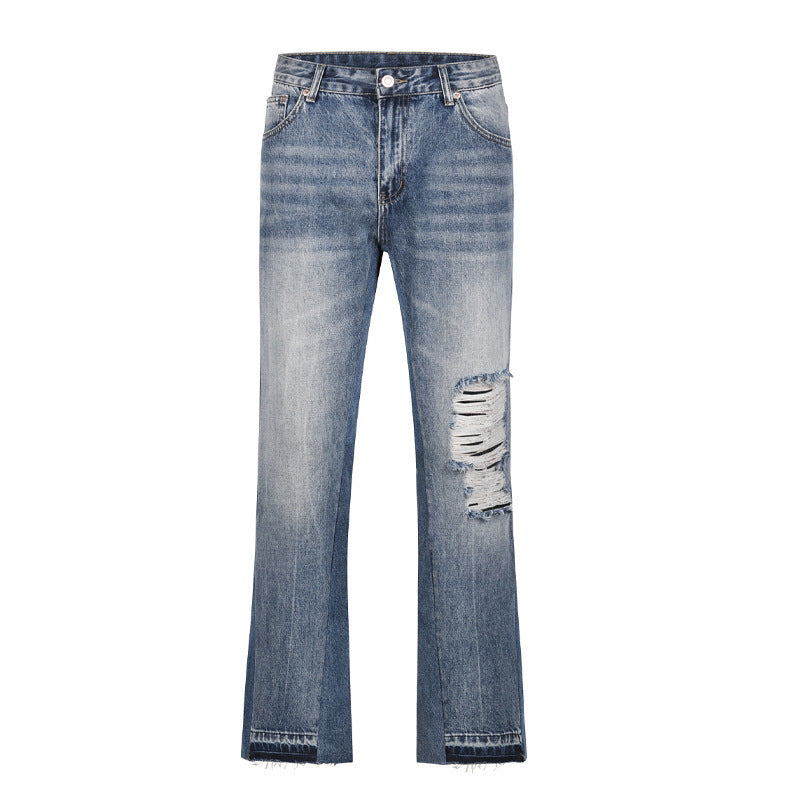 Men's Straight Loose Hole Jeans Men's Straight Loose Hole Jeans