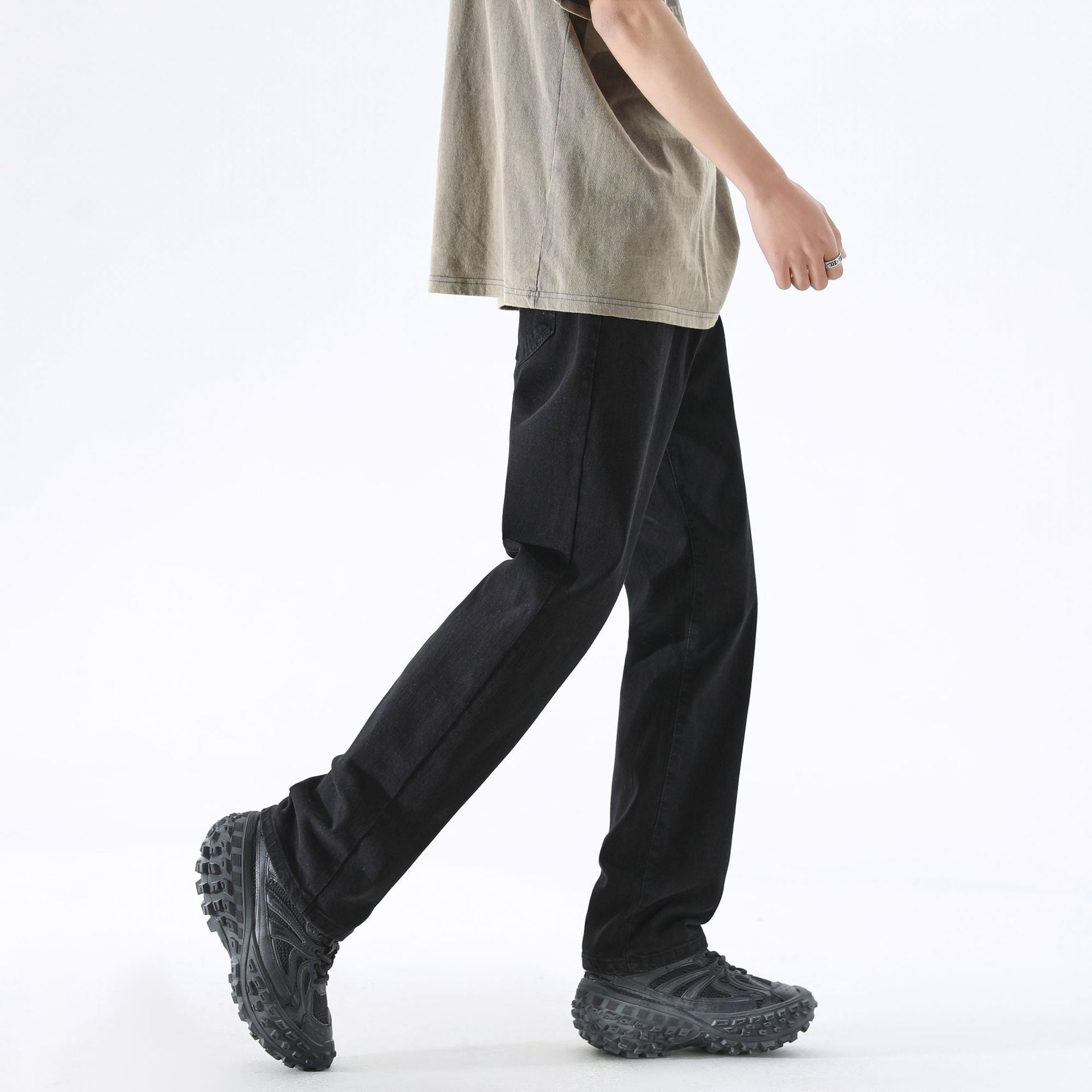 Distressed Yellow Mud Dyed Stretch Jeans For Men Distressed Yellow Mud Dyed Stretch Jeans For Men