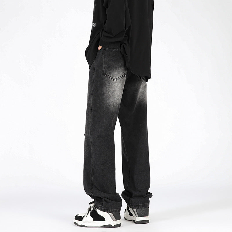 Men's Retro Patchwork Beaded Loose Jeans Men's Retro Patchwork Beaded Loose Jeans