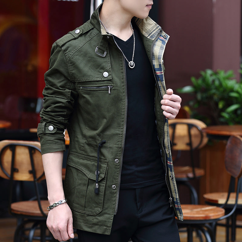 Military Jacket Young Men''s Korean Slim Fit Military Green Casual Military Jacket Young Men''s Korean Slim Fit Military Green Casual