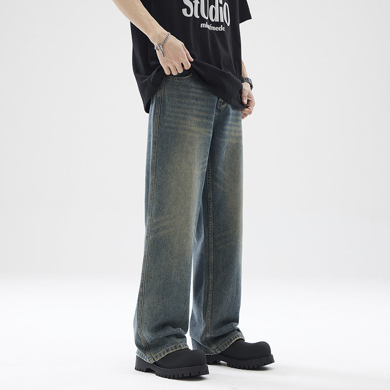Washed Distressed Loose Jeans For Men Washed Distressed Loose Jeans For Men
