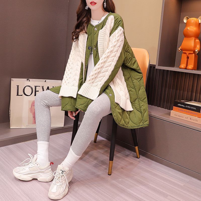 Women's Patchwork Sweater Cardigan Mid-length Women's Patchwork Sweater Cardigan Mid-length