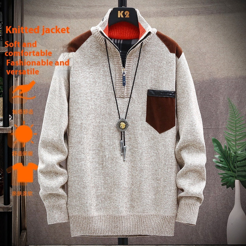 Men's Half Turtleneck Zipper Thick Needle Sweater Fashion Men's Half Turtleneck Zipper Thick Needle Sweater Fashion