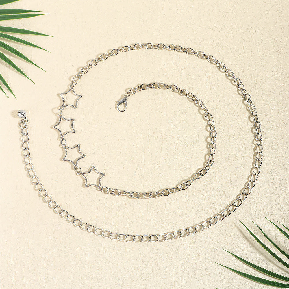 Simple Fashion Men And Women Star Metal Waist Chain Sexy Cutout Five-pointed Star Body Chain Jeans Dress Accessories Simple Fashion Men And Women Star Metal Waist Chain Sexy Cutout Five-pointed Star Body Chain Jeans Dress Accessories