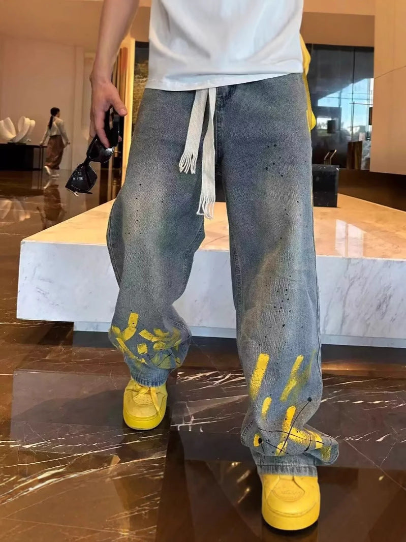 Men's Casual Jeans Hand-painted Inkjet Printing Men's Casual Jeans Hand-painted Inkjet Printing