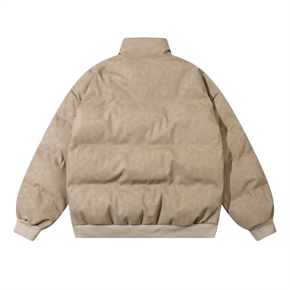 Leather Coat Menswear Fashion Brand Winter Thickened Cold Protection Warm Letters Embroidered Stand Collar PU Leather Coat Leather Coat Menswear Fashion Brand Winter Thickened Cold Protection Warm Letters Embroidered Stand Collar PU Leather Coat