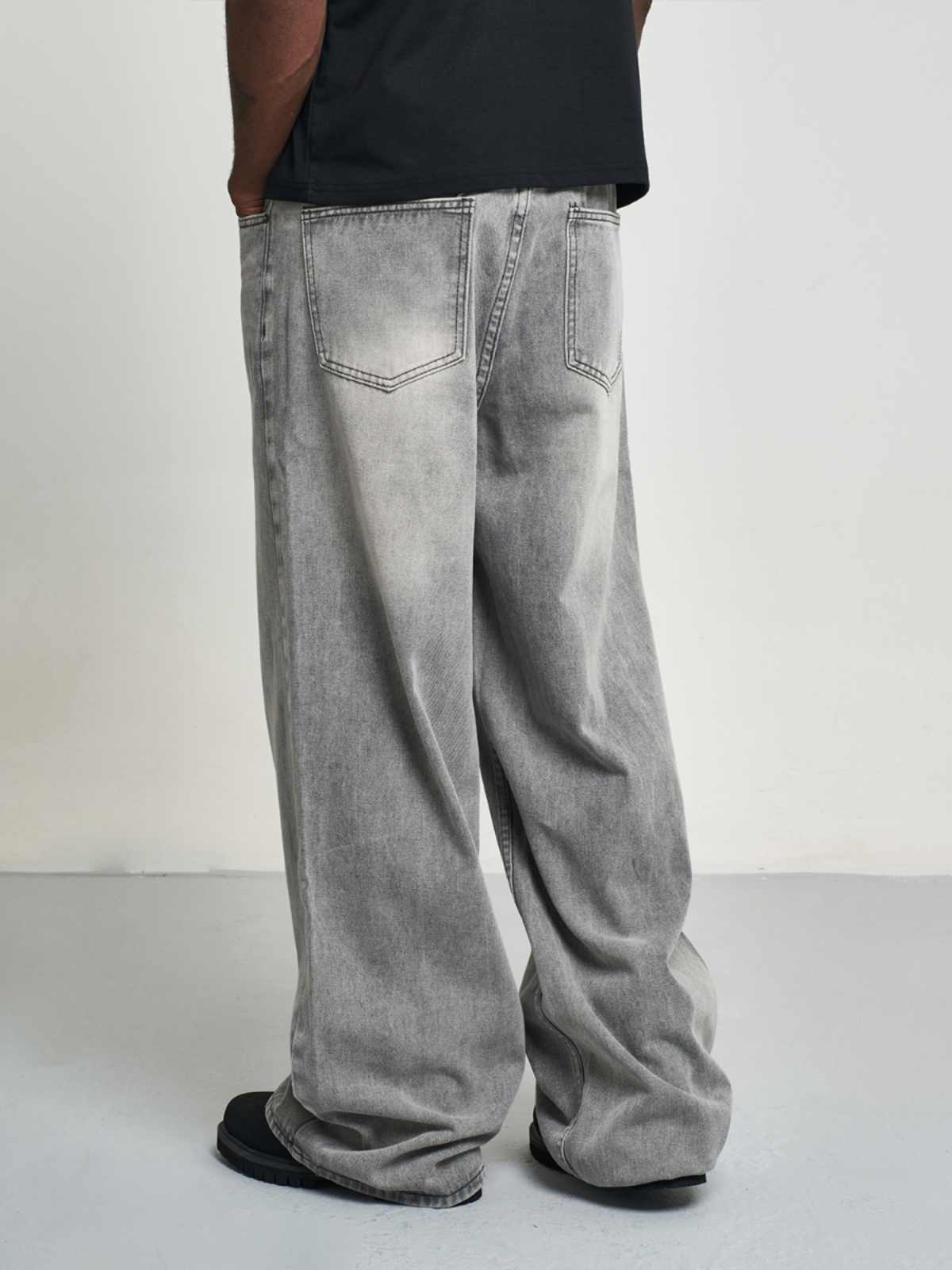 Loose Jeans Silver Gray Straight-leg Pants Loose Jeans Silver Gray Straight-leg Pants