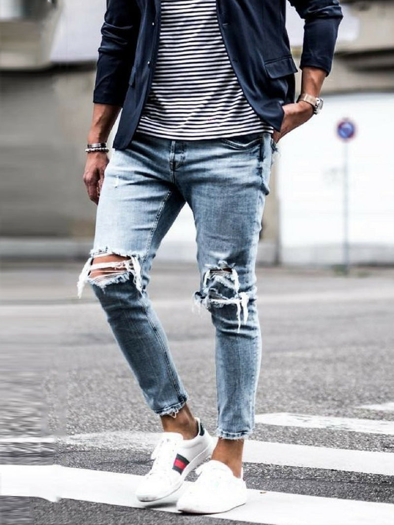 Men's jeans new hole pants trousers Men's jeans new hole pants trousers