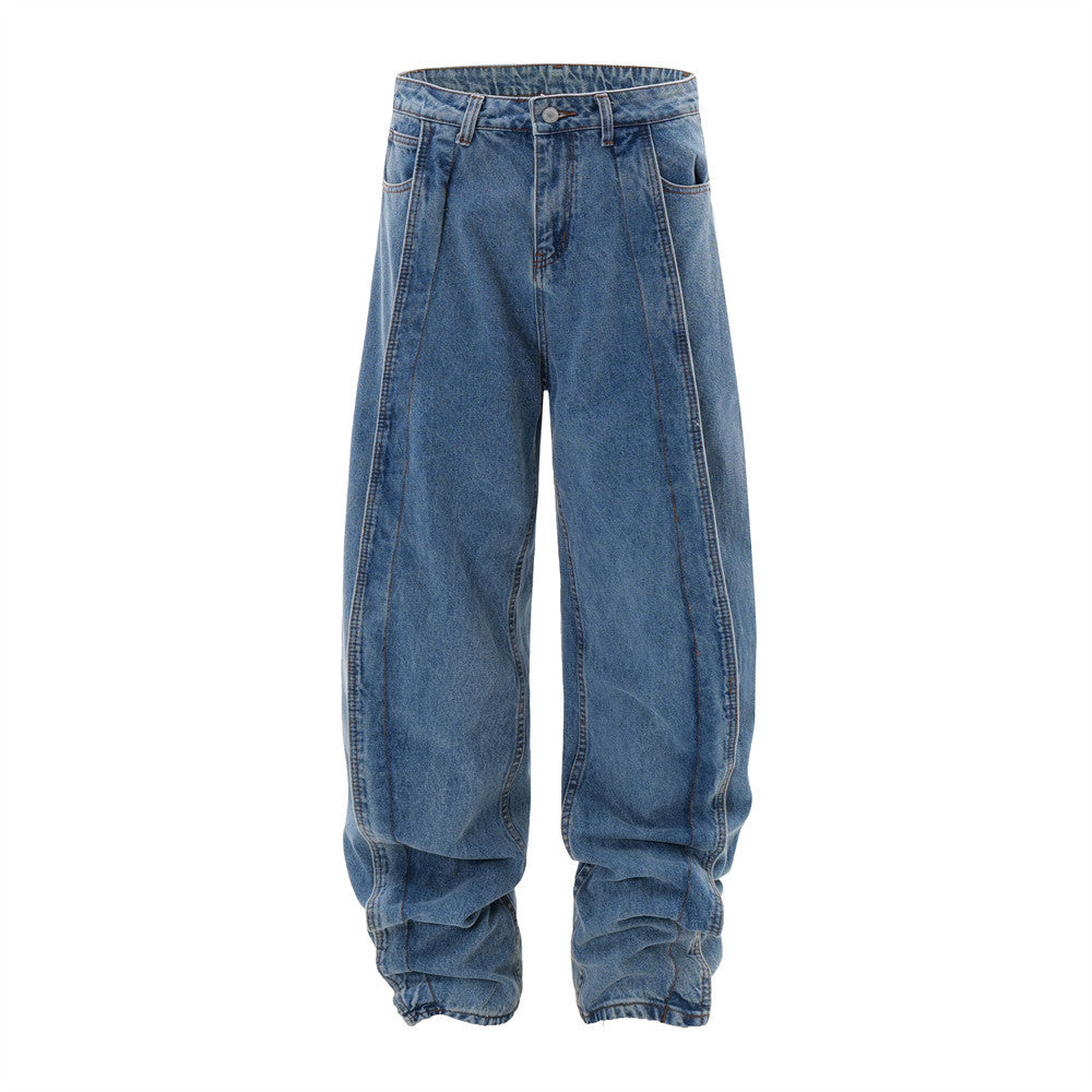 Men's American High Street Retro Washed Jeans Men's American High Street Retro Washed Jeans