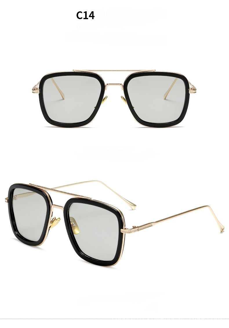 New Fashion Sunglasses Men Metal Square Iron Glasses New Fashion Sunglasses Men Metal Square Iron Glasses