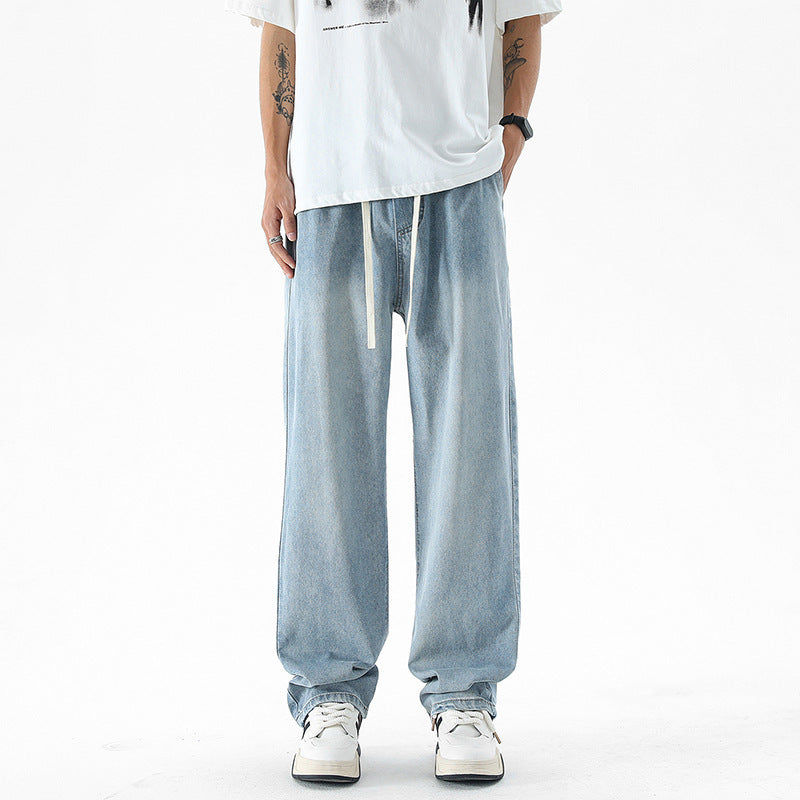 Fashion Personality Light Blue Ice Silk Jeans Men Fashion Personality Light Blue Ice Silk Jeans Men