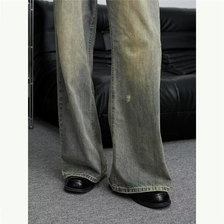 Loose All-match American Retro Distressed Wide-leg Jeans For Men Loose All-match American Retro Distressed Wide-leg Jeans For Men