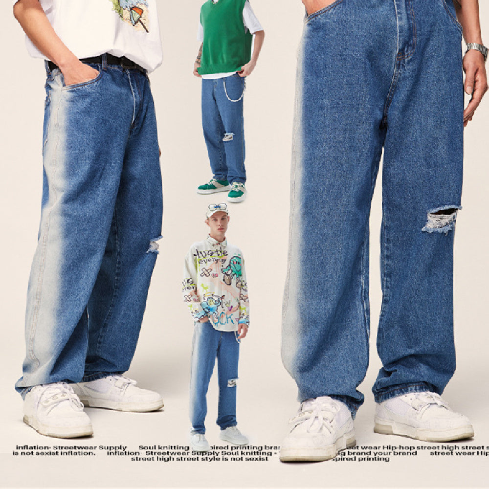 Men's Loose Hole Pocket Jeans Men's Loose Hole Pocket Jeans