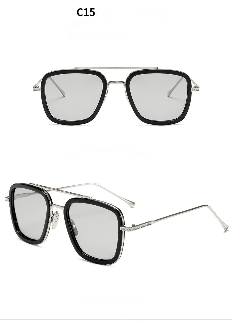 New Fashion Sunglasses Men Metal Square Iron Glasses New Fashion Sunglasses Men Metal Square Iron Glasses