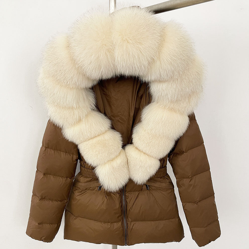 Short Women's Thickened Slim Fit Waist-tight Fur Down Jacket Short Women's Thickened Slim Fit Waist-tight Fur Down Jacket