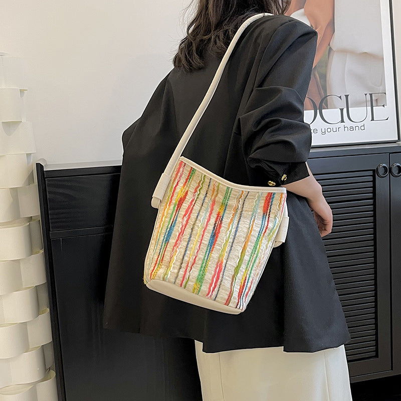Canvas Bucket Bags For Women Summer Popular New Fashion Color Contrast Canvas Bucket Bags For Women Summer Popular New Fashion Color Contrast