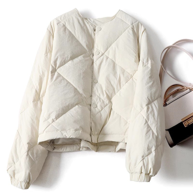 Gray Lattice Short Cotton Jacket Women Gray Lattice Short Cotton Jacket Women