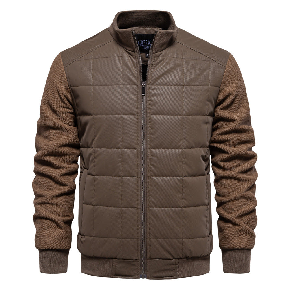 Fashion Stitching Coat Winter Personality Stand Collar Zipper Jacket Men's Clothing Fashion Stitching Coat Winter Personality Stand Collar Zipper Jacket Men's Clothing