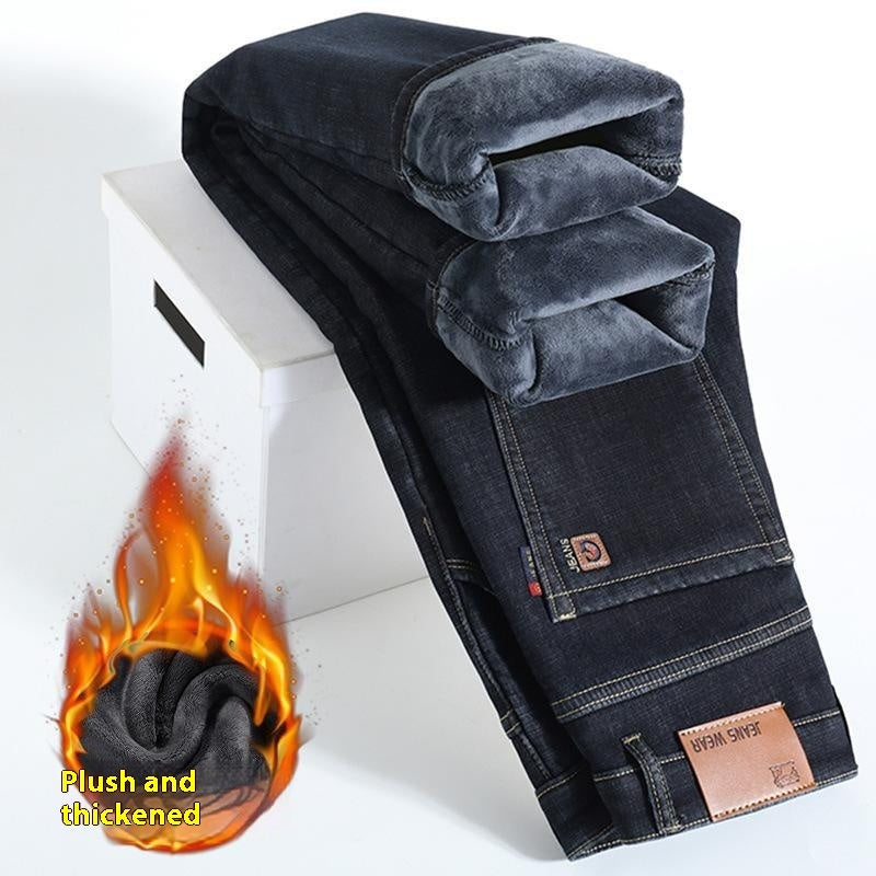 Fleece-lined Thickened Men's Loose Straight Trousers New Fleece-lined Thickened Men's Loose Straight Trousers New