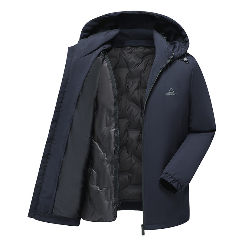 Detachable Liner Men's Hooded Mid-length Down Jacket Detachable Liner Men's Hooded Mid-length Down Jacket