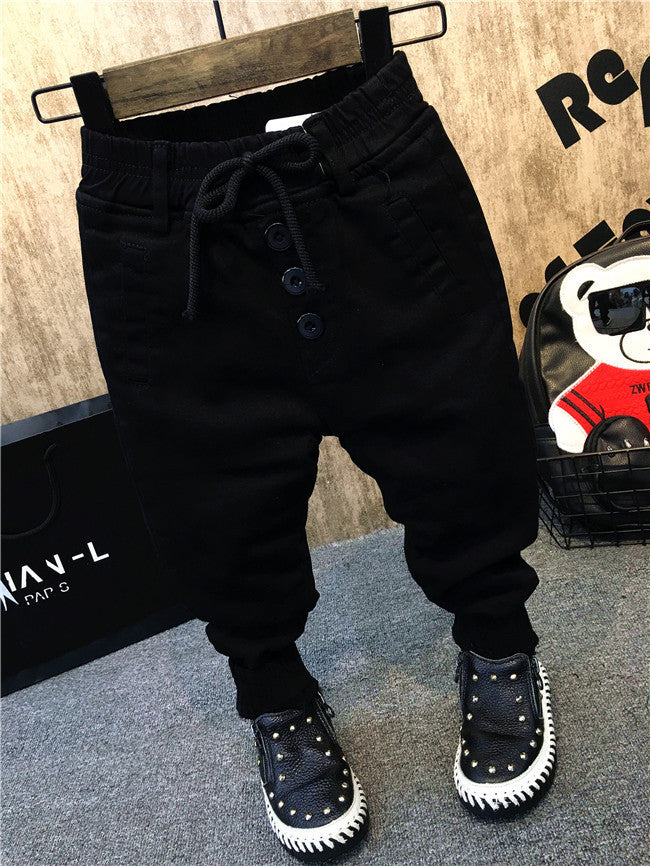 Boy's personality thickening plus velvet jeans children's jeans Boy's personality thickening plus velvet jeans children's jeans