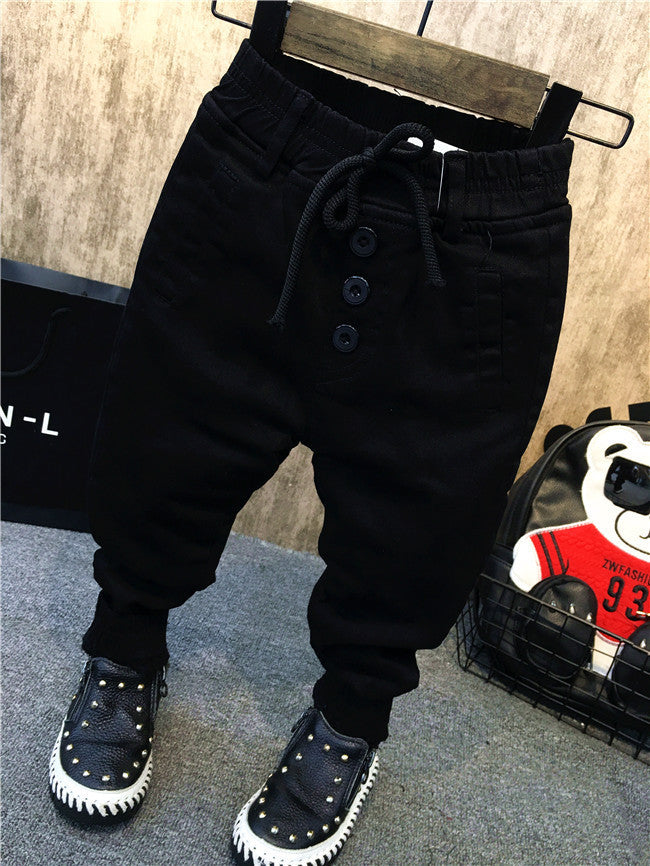 Boy's personality thickening plus velvet jeans children's jeans Boy's personality thickening plus velvet jeans children's jeans
