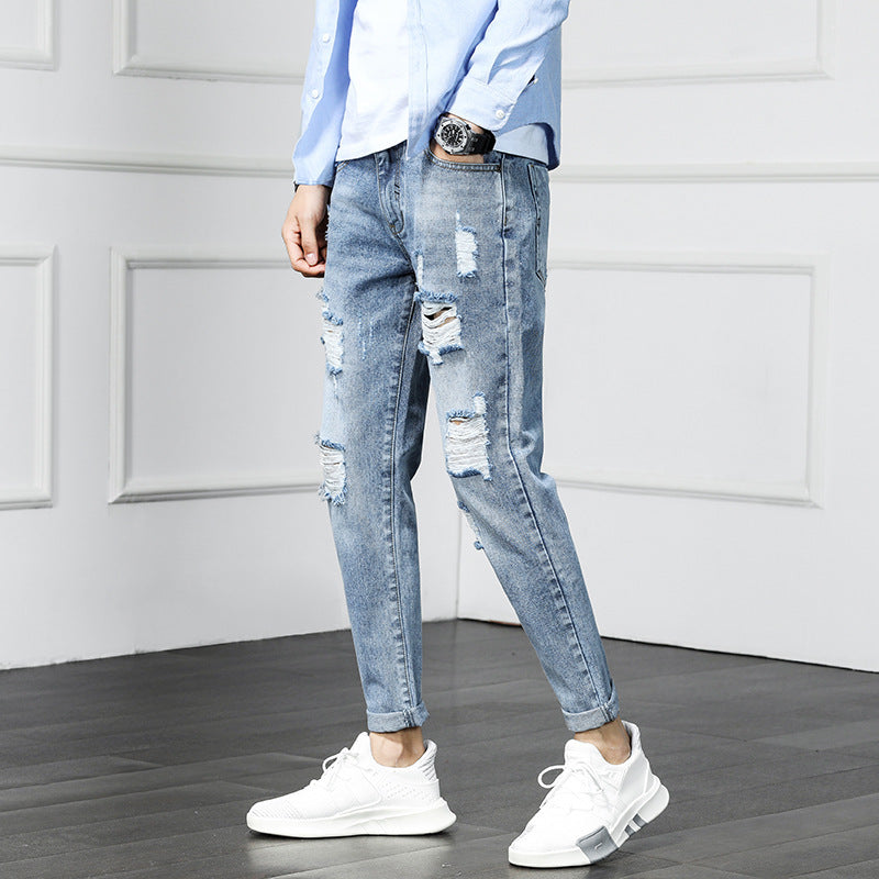 Ripped cropped jeans beggar pants Ripped cropped jeans beggar pants