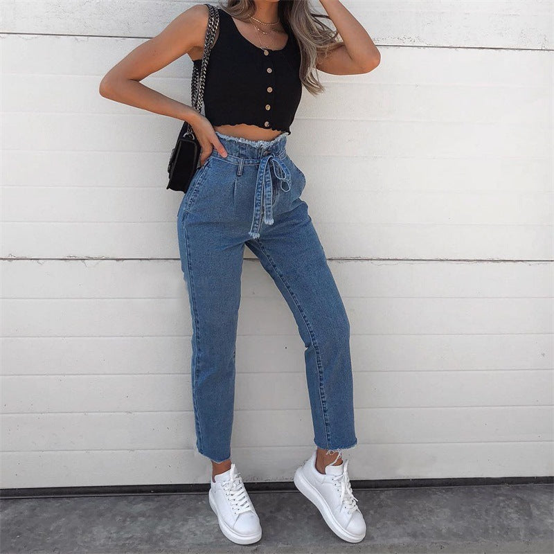 vintage tassels high waist jeans with gu charge women summer autumn vintage tassels high waist jeans with gu charge women summer autumn