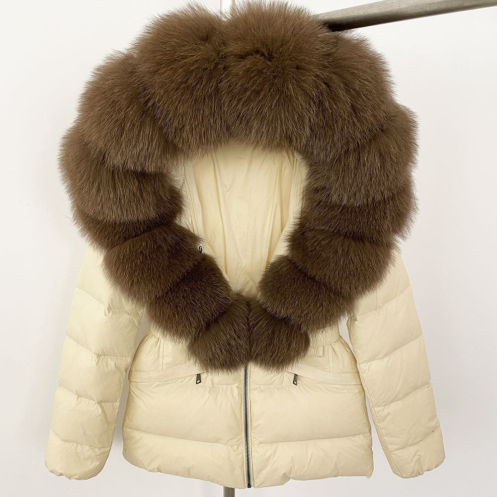 Short Women's Thickened Slim Fit Waist-tight Fur Down Jacket Short Women's Thickened Slim Fit Waist-tight Fur Down Jacket