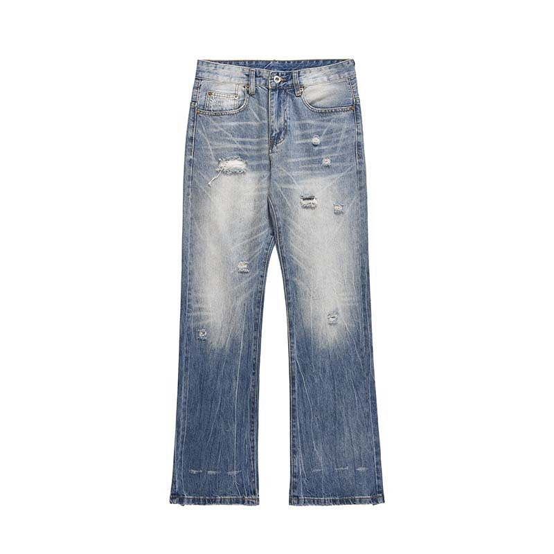 High Street American Retro Worn Looking Washed-out Ripped Skinny Jeans Men High Street American Retro Worn Looking Washed-out Ripped Skinny Jeans Men