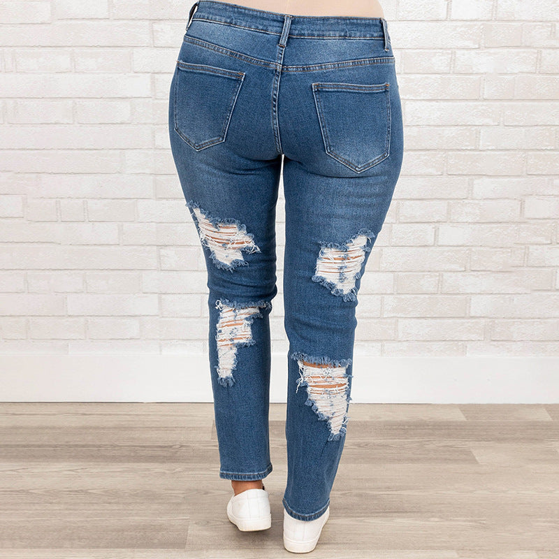 Women's Summer Plus Size Worn Fashion Jeans Women Women's Summer Plus Size Worn Fashion Jeans Women