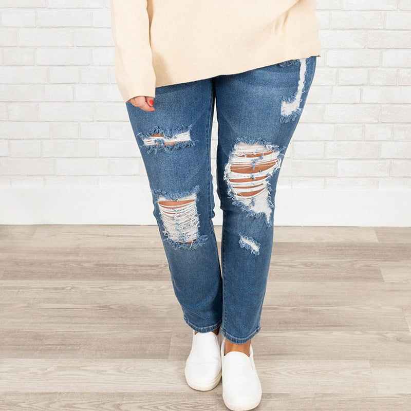 Women's Summer Plus Size Worn Fashion Jeans Women Women's Summer Plus Size Worn Fashion Jeans Women