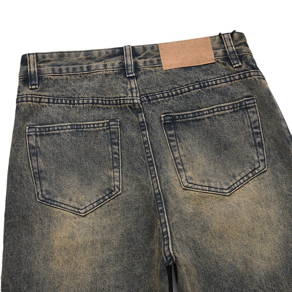 Fashion Personalized Washed Dyed Jeans Men Fashion Personalized Washed Dyed Jeans Men