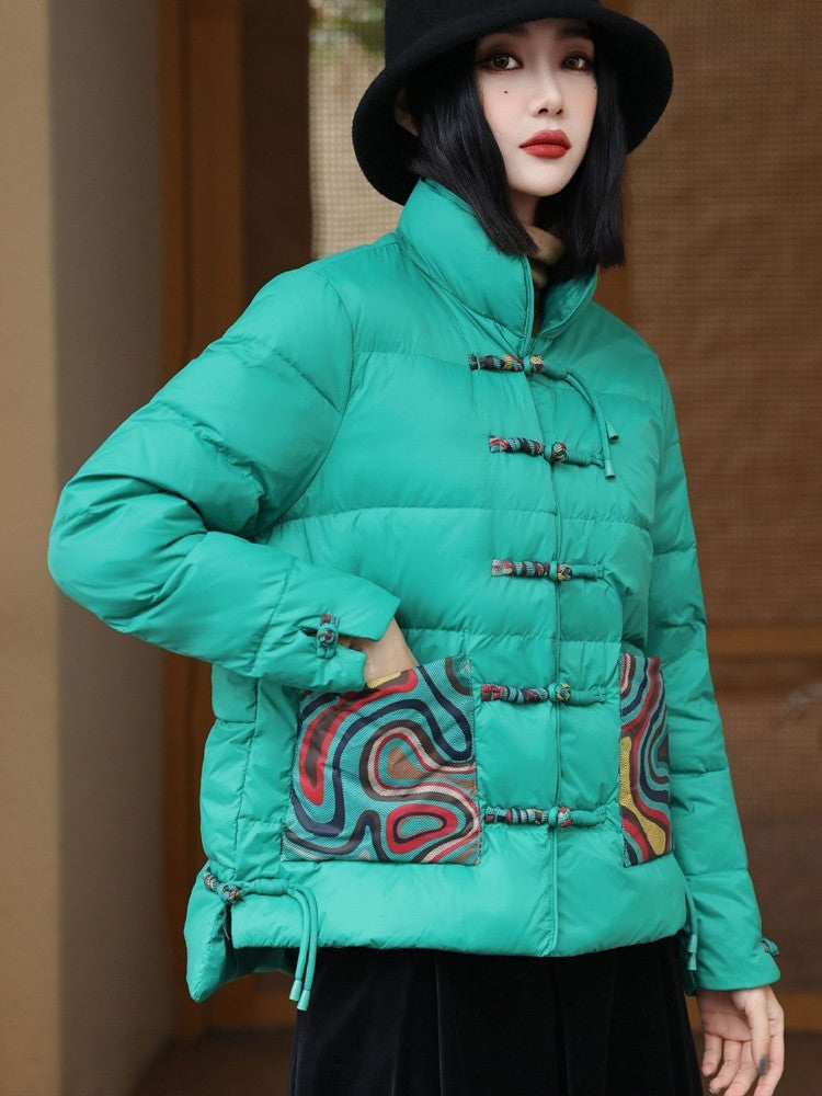 Chinese Retro Down Jacket Women's Stand Collar Chinese Retro Down Jacket Women's Stand Collar