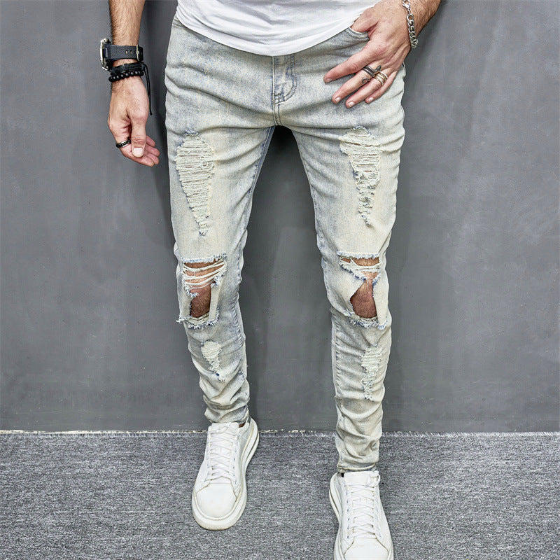 Skinny Motorcycle Jeans Men's Fashion Skinny Motorcycle Jeans Men's Fashion