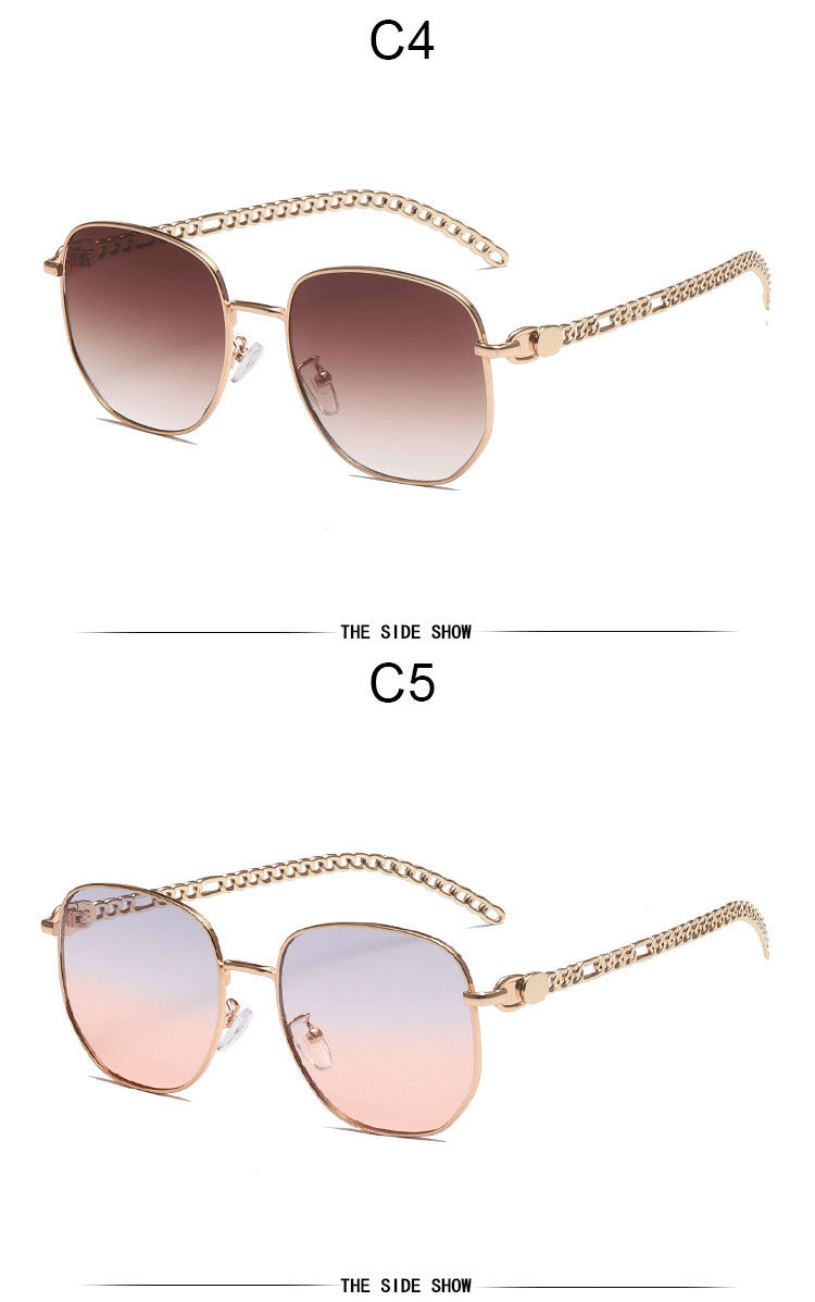 Oval Frame Metal Chain Sunglasses For Women Oval Frame Metal Chain Sunglasses For Women